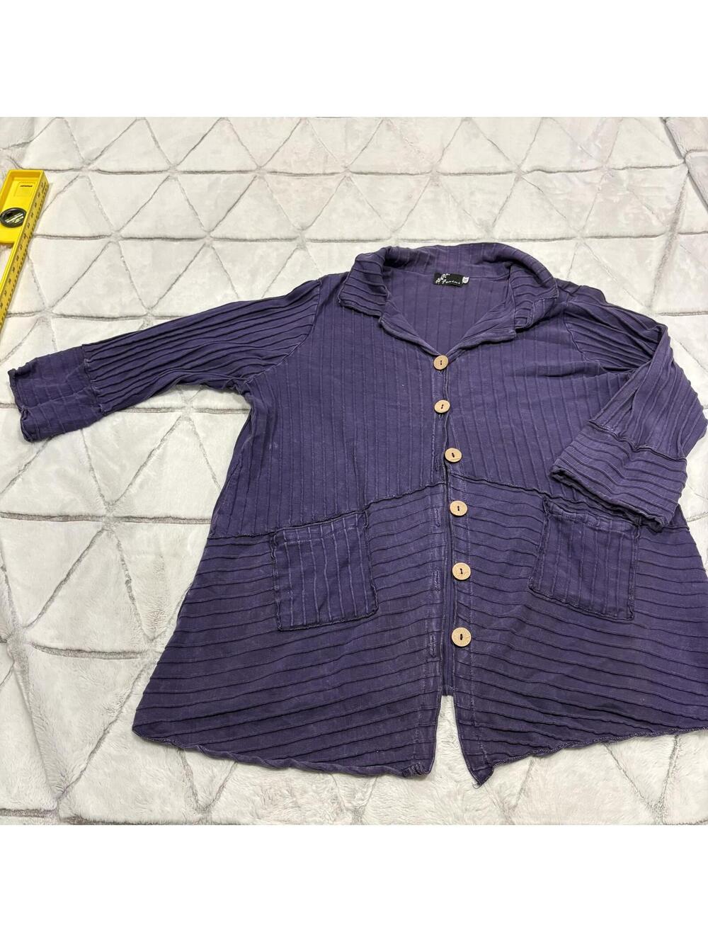 Fenini Purple Women Button-Up Long Sleeve Casual Women's 1x Hippie Cotton Jacket